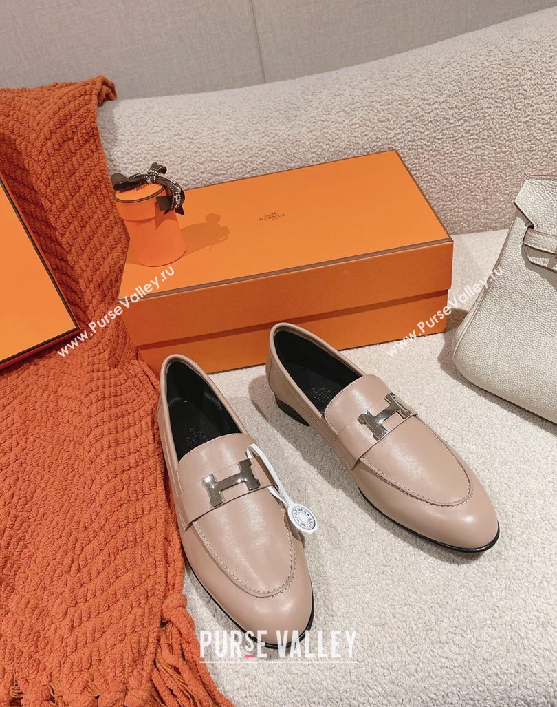 Hermes Paris Loafers in Calfskin Khaki Grey 2024 0104 (MD-240104052)