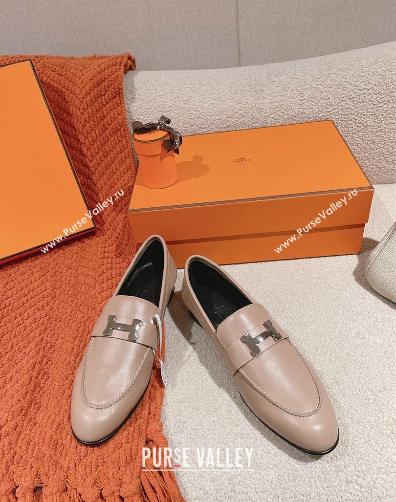 Hermes Paris Loafers in Calfskin Khaki Grey 2024 0104 (MD-240104052)