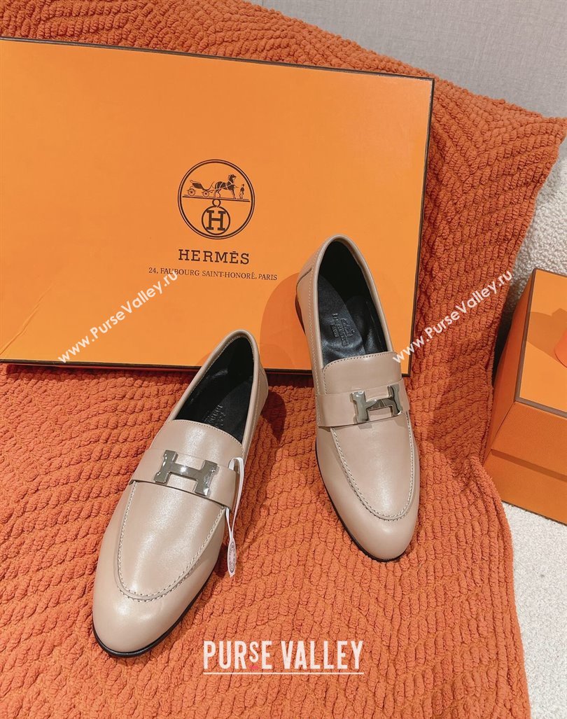 Hermes Paris Loafers in Calfskin Khaki Grey 2024 0104 (MD-240104052)
