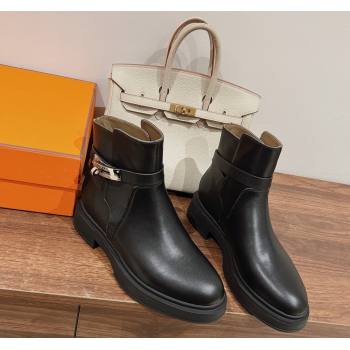 Hermes Veo Ankle Boots in Calfskin with Kelly Buckle Black 2024 (XC-240104067)