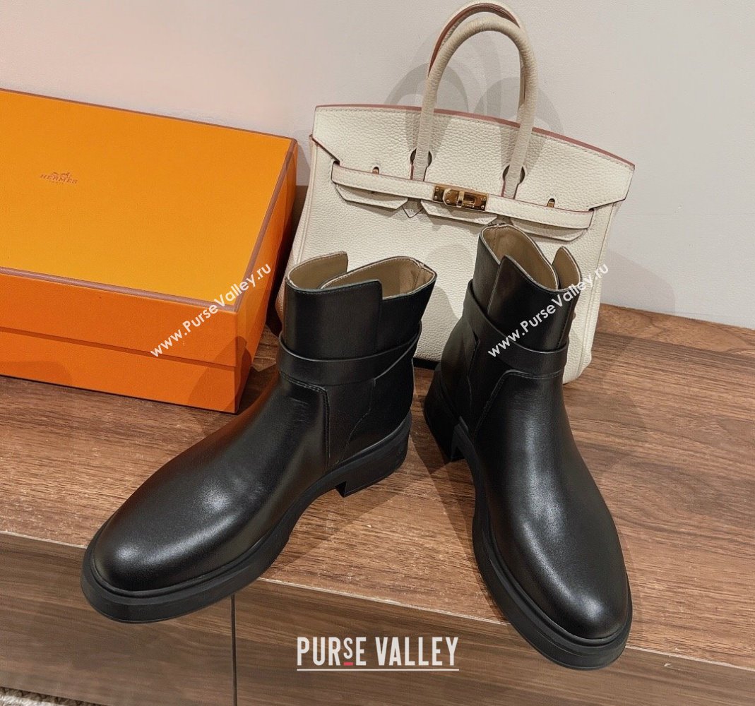 Hermes Veo Ankle Boots in Calfskin with Kelly Buckle Black 2024 (XC-240104067)