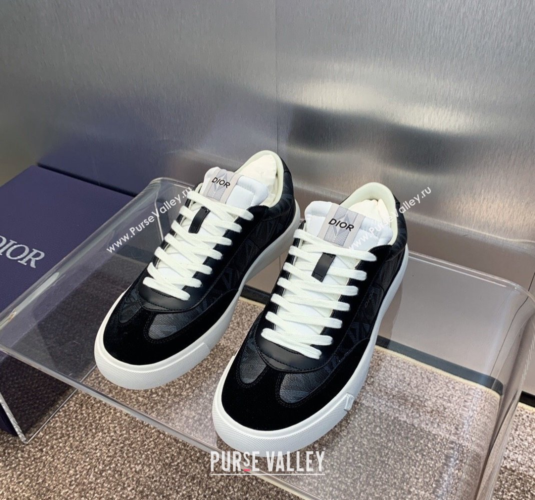 Dior Mens B101 Sneakers in CD Canvas and Leather Black/White 2024 (MD-240106005)