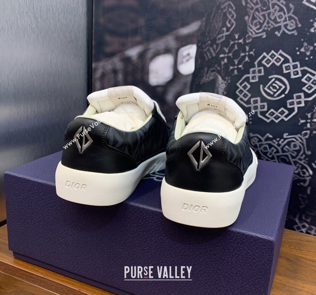 Dior Mens B101 Sneakers in CD Canvas and Leather Black/White 2024 (MD-240106005)