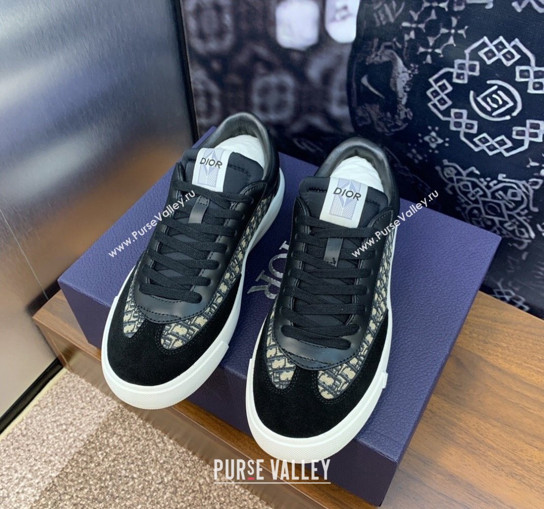 Dior Mens B101 Sneakers in Oblique Dior Canvas and Leather Black 2024 (MD-240106012)