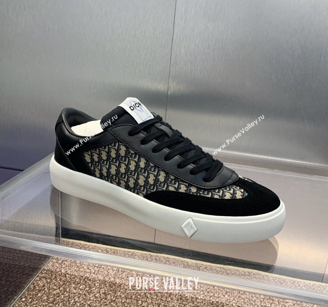 Dior Mens B101 Sneakers in Oblique Dior Canvas and Leather Black 2024 (MD-240106012)