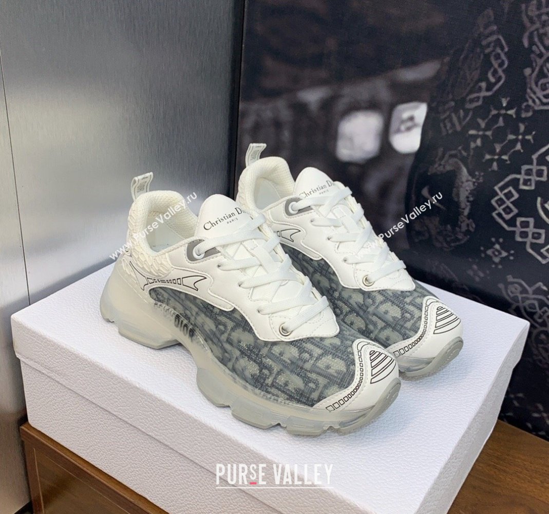 Dior Vibe Sneakers in Grey Dior Oblique Technical Fabric and Transparent Rubber 2024 (MD-240106017)