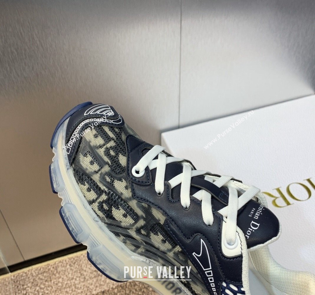 Dior Vibe Sneakers in Deep Blue Dior Oblique Technical Fabric and Transparent Rubber 2024 (MD-240106018)