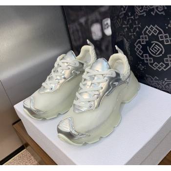 Dior Vibe Sneakers in Silver Leather and Transparent Rubber 2024 (MD-240106022)