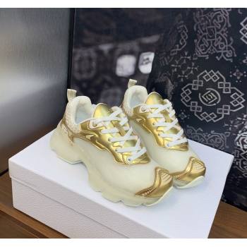 Dior Vibe Sneakers in Gold Leather and Transparent Rubber 2024 (MD-240106021)