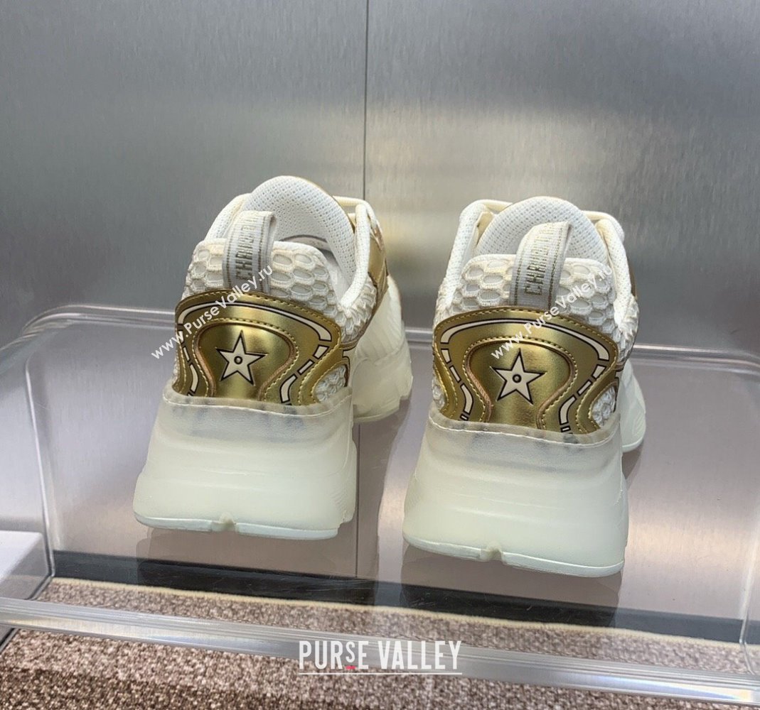 Dior Vibe Sneakers in Gold Leather and Transparent Rubber 2024 (MD-240106021)