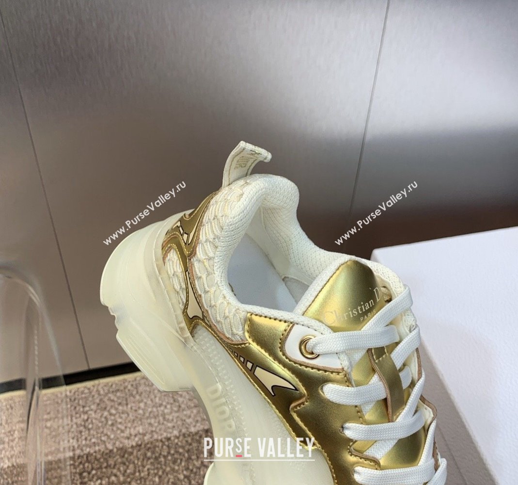 Dior Vibe Sneakers in Gold Leather and Transparent Rubber 2024 (MD-240106021)