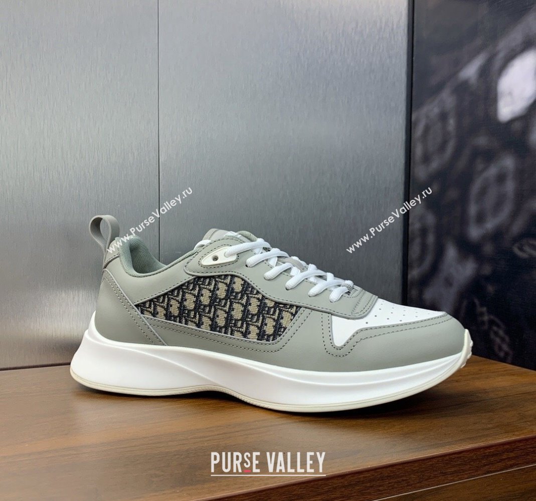 Dior Mens B25 Runner Sneakers in Grey Smooth Calfskin and Dior Oblique Jacquard 2024 (MD-240106023)