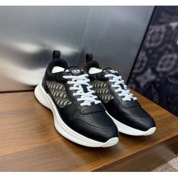 Dior Mens B25 Runner Sneakers in Smooth Calfskin and Dior Oblique Jacquard Black/White 2024 (MD-240106024)