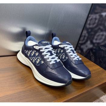 Dior Mens B25 Runner Sneakers in Blue Smooth Calfskin and Dior Oblique Jacquard 2024 (MD-240106025)