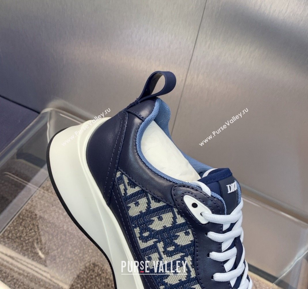 Dior Mens B25 Runner Sneakers in Blue Smooth Calfskin and Dior Oblique Jacquard 2024 (MD-240106025)