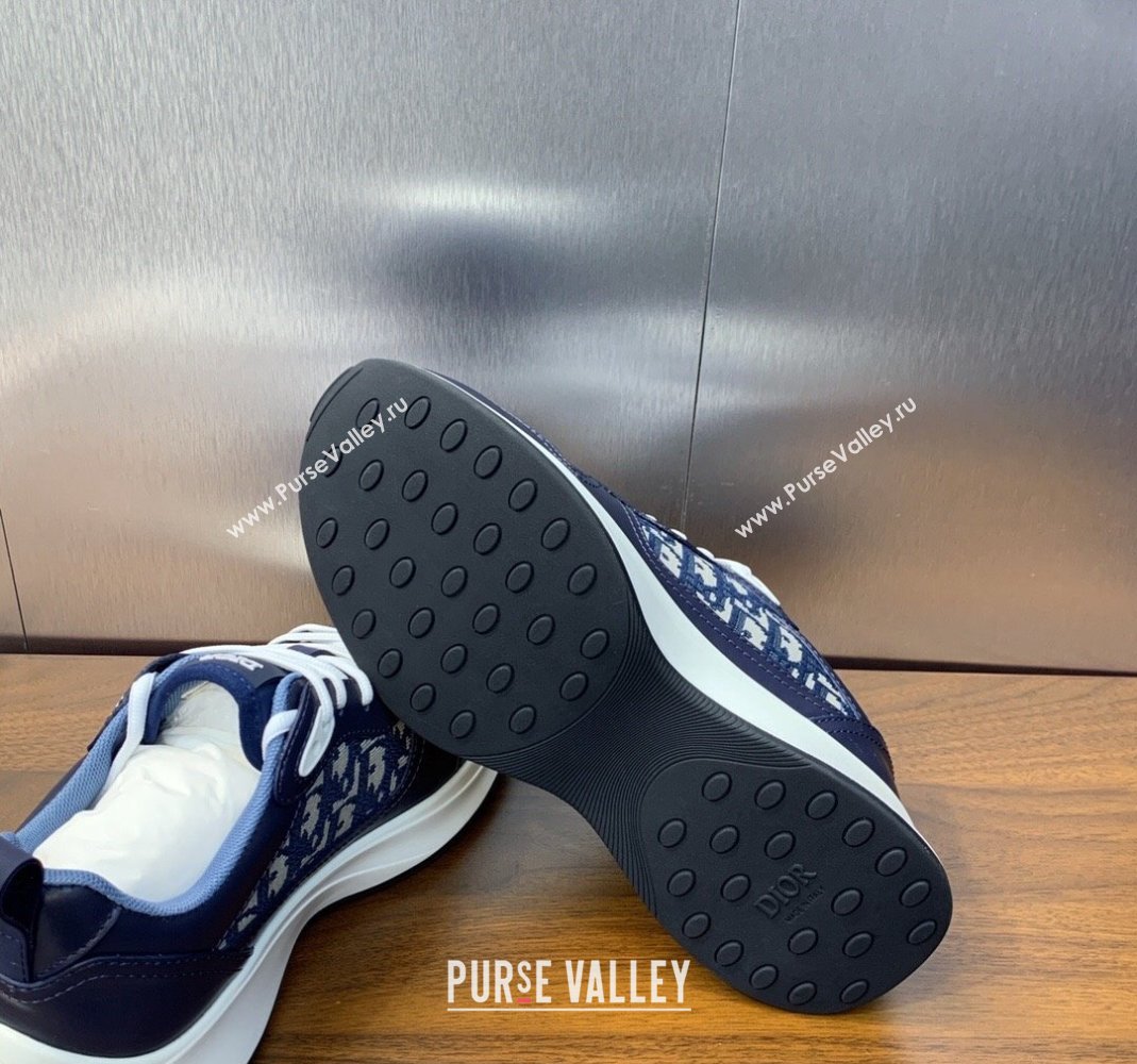 Dior Mens B25 Runner Sneakers in Blue Smooth Calfskin and Dior Oblique Jacquard 2024 (MD-240106025)