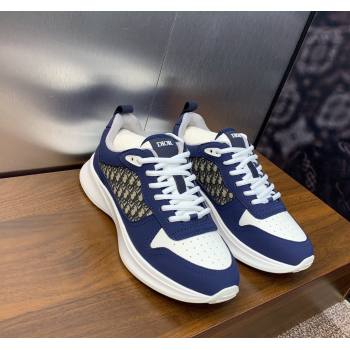 Dior Mens B25 Runner Sneakers in Smooth Calfskin and Dior Oblique Jacquard Blue/White 2024 (MD-240106027)