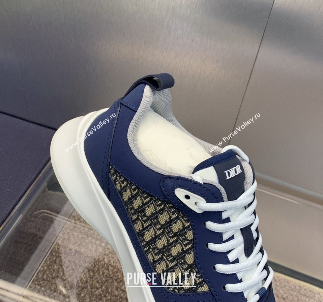 Dior Mens B25 Runner Sneakers in Smooth Calfskin and Dior Oblique Jacquard Blue/White 2024 (MD-240106027)