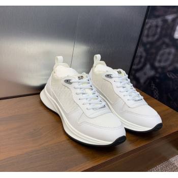 Dior Mens B25 Runner Sneakers in Smooth Calfskin and Technical Mesh with Dior Oblique Canvas White 2024 (MD-240106028)