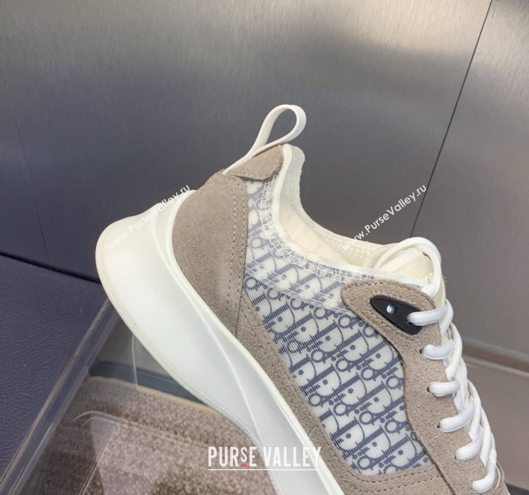 Dior Mens B25 Runner Sneakers in Suede and Technical Mesh with Dior Oblique Canvas Khaki Grey 2024 (MD-240106030)