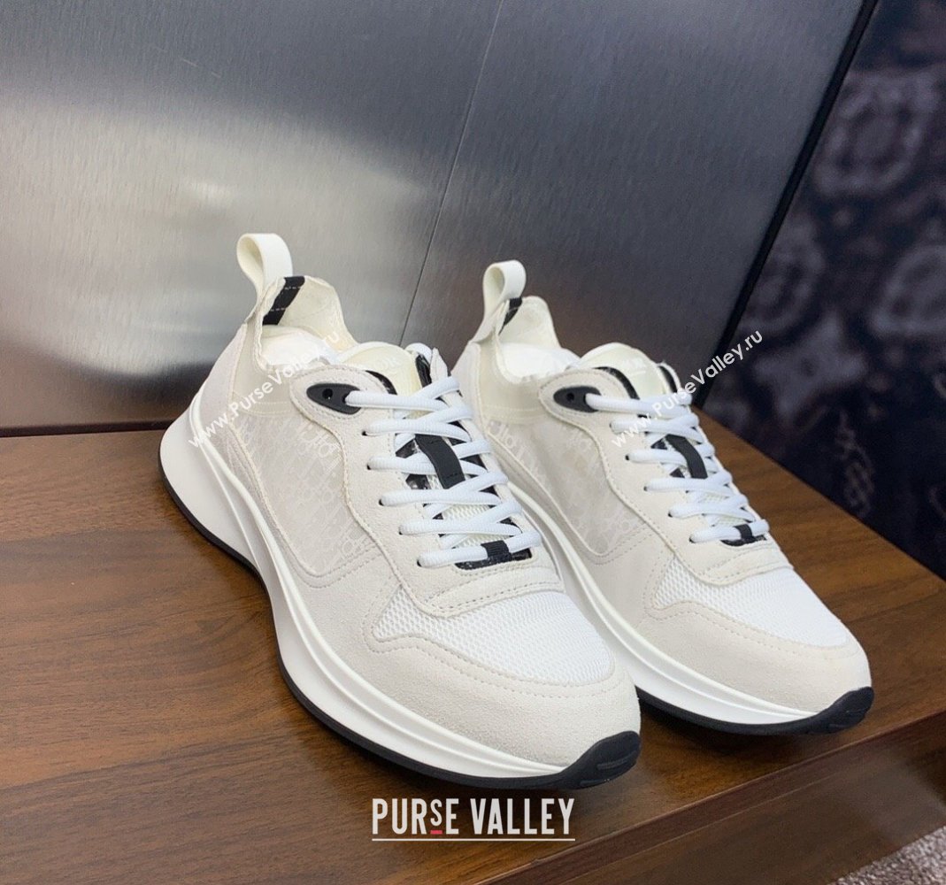 Dior Mens B25 Runner Sneakers in Suede and Technical Mesh with Dior Oblique Canvas White 2 2024 (MD-240106031)