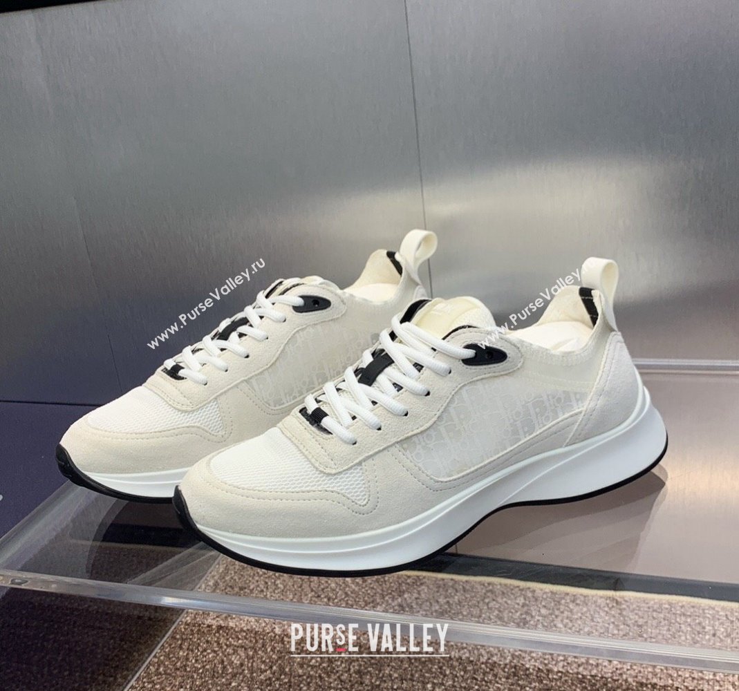 Dior Mens B25 Runner Sneakers in Suede and Technical Mesh with Dior Oblique Canvas White 2 2024 (MD-240106031)