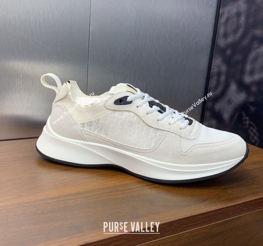 Dior Mens B25 Runner Sneakers in Suede and Technical Mesh with Dior Oblique Canvas White 2 2024 (MD-240106031)