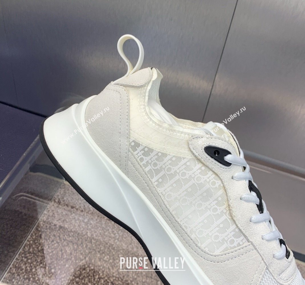 Dior Mens B25 Runner Sneakers in Suede and Technical Mesh with Dior Oblique Canvas White 2 2024 (MD-240106031)