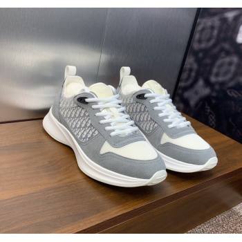 Dior Mens B25 Runner Sneakers in Suede and Technical Mesh with Dior Oblique Canvas Light Grey 2024 (MD-240106032)