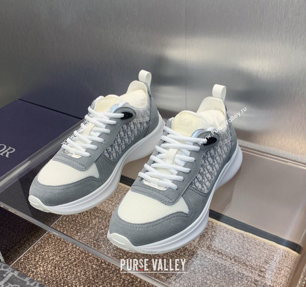 Dior Mens B25 Runner Sneakers in Suede and Technical Mesh with Dior Oblique Canvas Light Grey 2024 (MD-240106032)