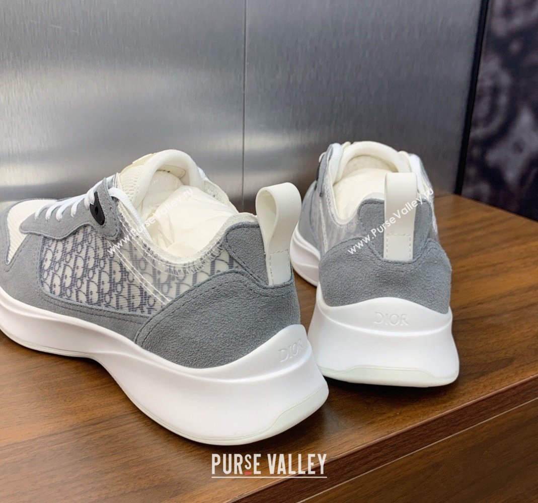 Dior Mens B25 Runner Sneakers in Suede and Technical Mesh with Dior Oblique Canvas Light Grey 2024 (MD-240106032)