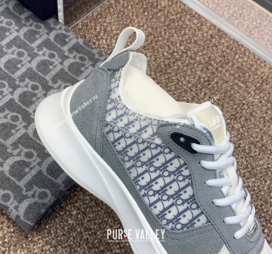 Dior Mens B25 Runner Sneakers in Suede and Technical Mesh with Dior Oblique Canvas Light Grey 2024 (MD-240106032)