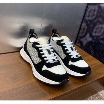 Dior Mens B25 Runner Sneakers in Suede and Technical Mesh with Dior Oblique Canvas Black/White 2024 (MD-240106034)