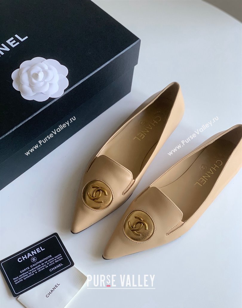 Chanel Vintage Lambskin Ballet Flat Beige 2024 CH010901 (SS-240109042)