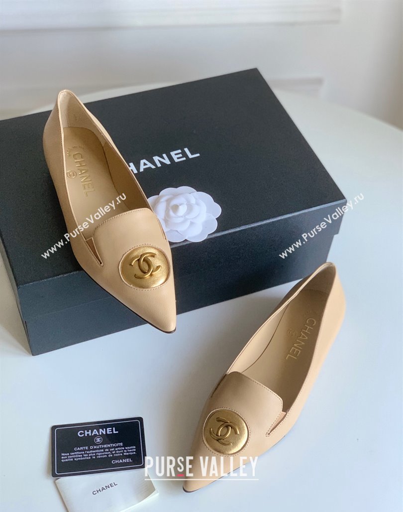 Chanel Vintage Lambskin Ballet Flat Beige 2024 CH010901 (SS-240109042)