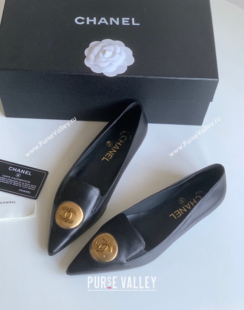 Chanel Vintage Lambskin Ballet Flat Black 2024 CH010901 (SS-240109043)