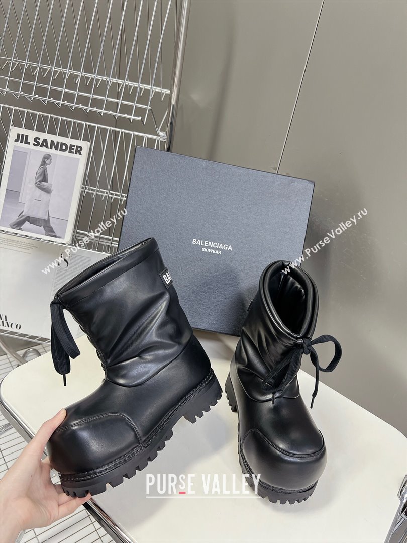 Balenciaga Skiwear- Alaska Low Boot in black leather Black 2024 (SS-240109034)