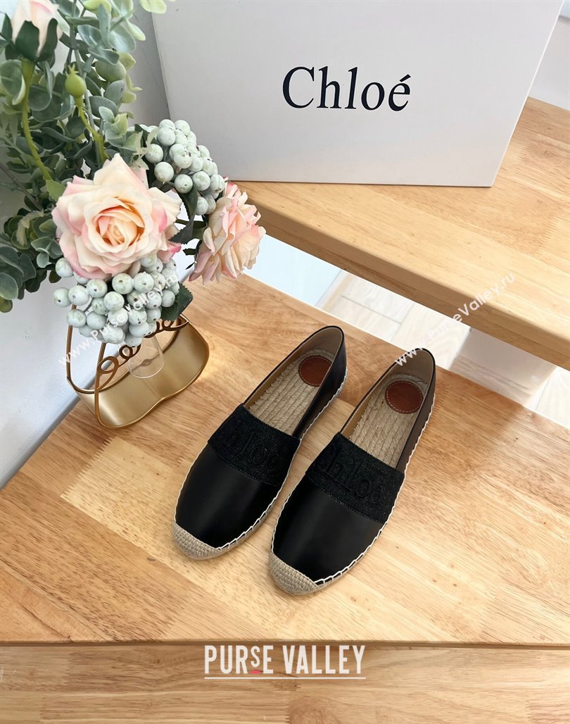 Chloe Espadrilles Flat in Calfskin and Denim Black 2024 0125 (HB-240125052)