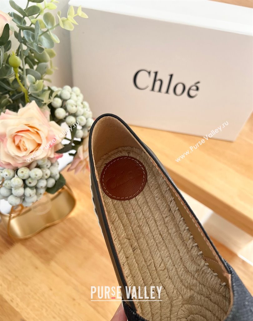 Chloe Espadrilles Flat in Calfskin and Denim Black 2024 0125 (HB-240125052)