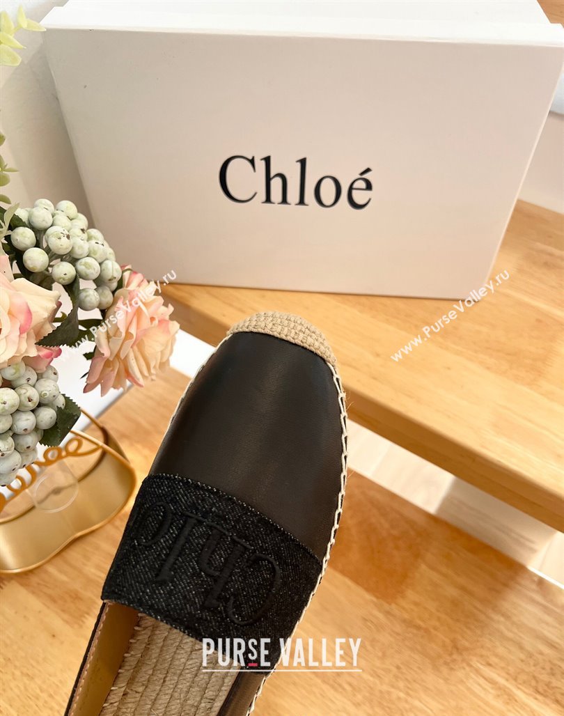 Chloe Espadrilles Flat in Calfskin and Denim Black 2024 0125 (HB-240125052)