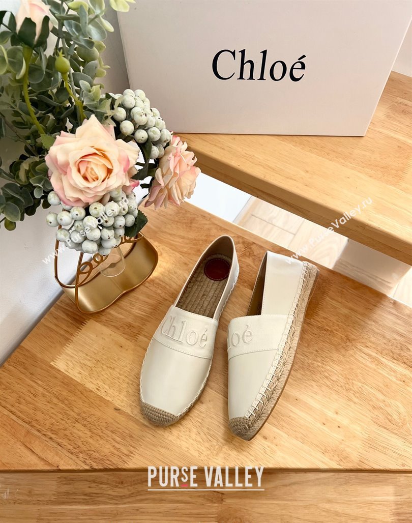 Chloe Espadrilles Flat in Calfskin and Denim White 2024 0125 (HB-240125053)