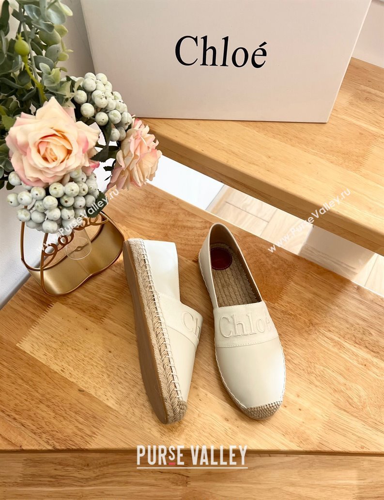 Chloe Espadrilles Flat in Calfskin and Denim White 2024 0125 (HB-240125053)