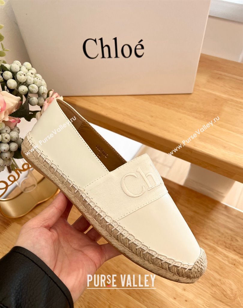 Chloe Espadrilles Flat in Calfskin and Denim White 2024 0125 (HB-240125053)