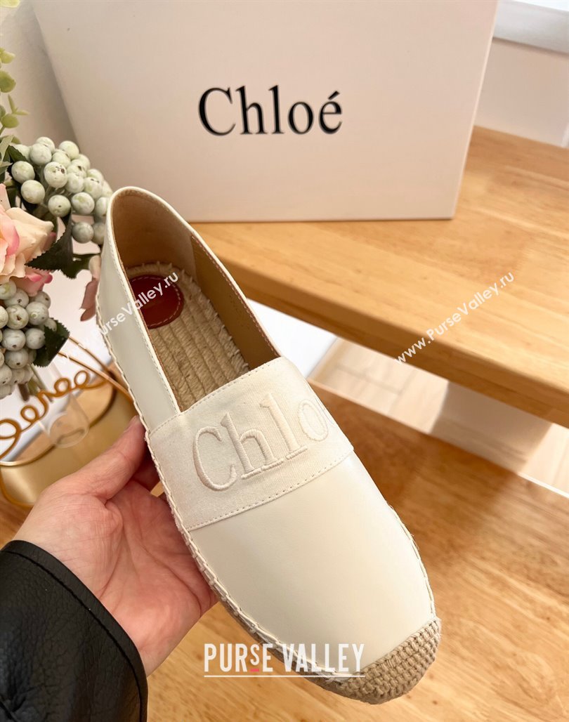 Chloe Espadrilles Flat in Calfskin and Denim White 2024 0125 (HB-240125053)