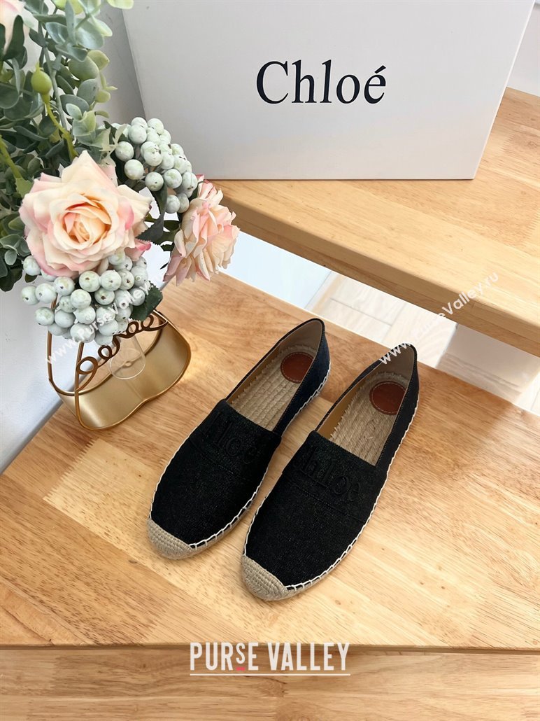 Chloe Espadrilles Flat in Denim Black 2024 012502 (HB-240125054)