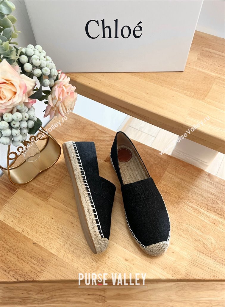 Chloe Espadrilles Flat in Denim Black 2024 012502 (HB-240125054)