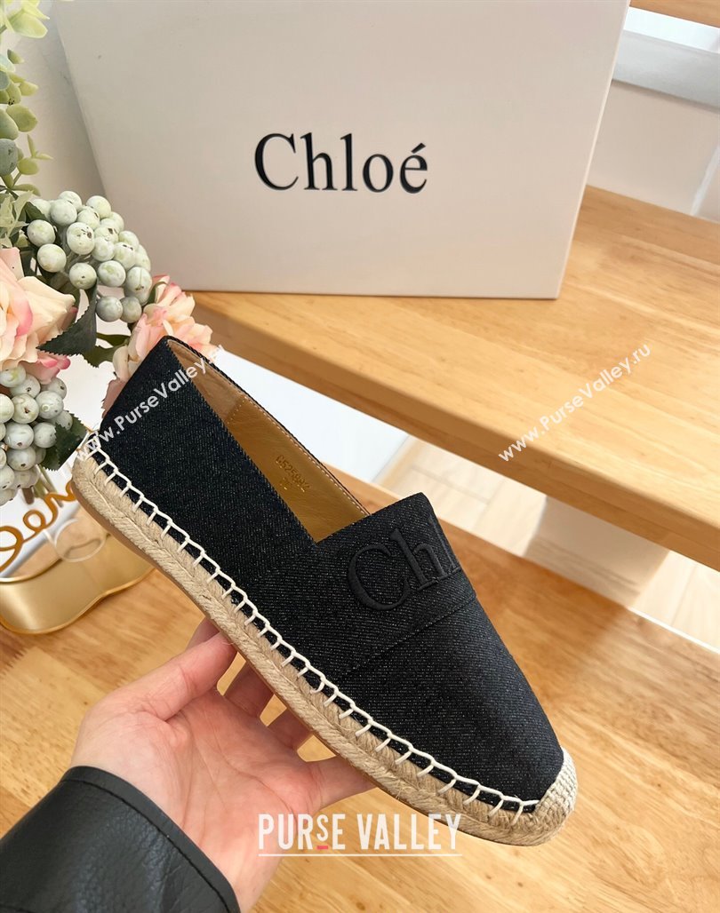 Chloe Espadrilles Flat in Denim Black 2024 012502 (HB-240125054)