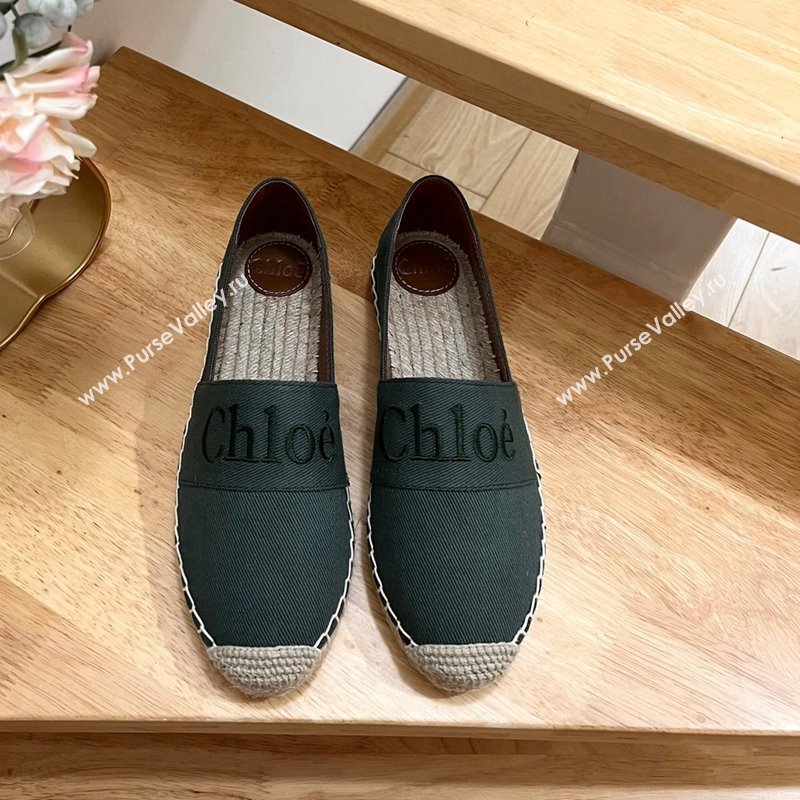 Chloe Espadrilles Flat in Canvas Green 2024 012502 (HB-240125056)