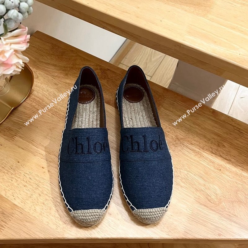 Chloe Espadrilles Flat in Canvas Blue 2024 012502 (HB-240125057)