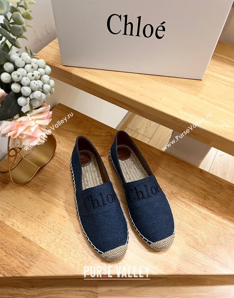 Chloe Espadrilles Flat in Canvas Blue 2024 012502 (HB-240125057)